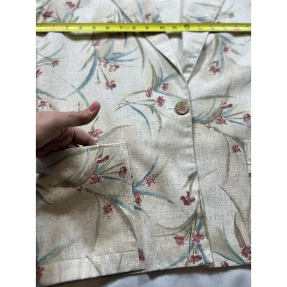 Vintage 80s Made In USA Joanna Floral Blazer Multicolor Medium - Picture 9 of 10